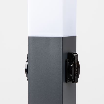 BRILAGI - Spoljašnja lampa sa 2 SCHUKO utičnice NOVA 1xE27/15W/230V 40 cm IP44 antracit