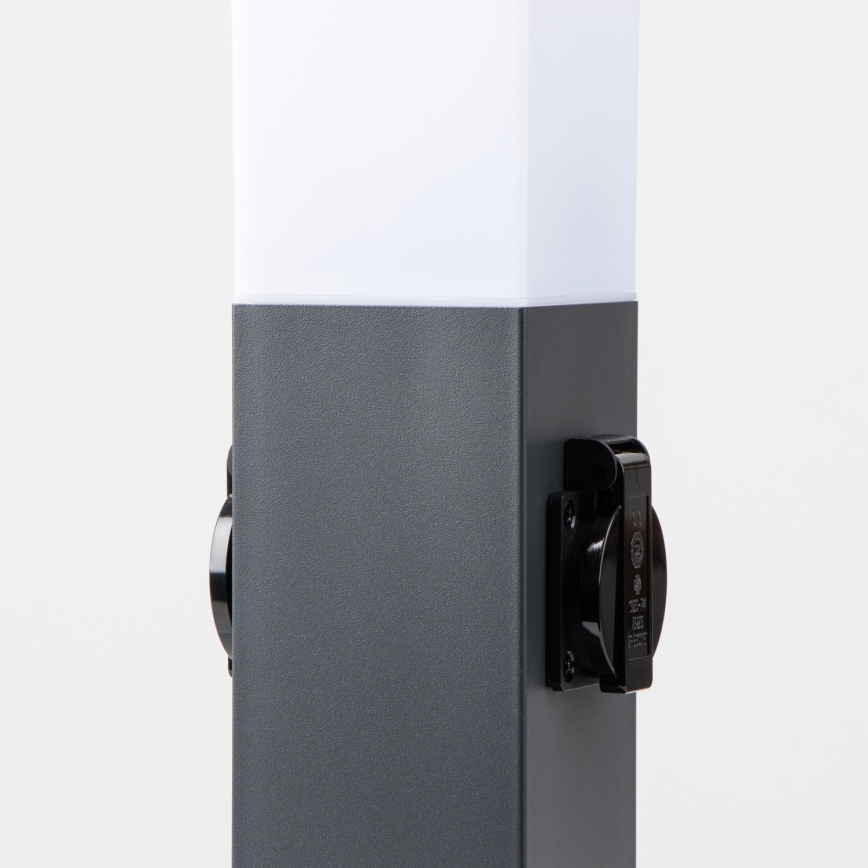 BRILAGI - Spoljašnja lampa sa 2 SCHUKO utičnice NOVA 1xE27/15W/230V 40 cm IP44 antracit