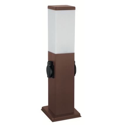 Brilagi - Spoljna lampa NOVA sa 2 SCHUKO utičnice, 1xE27/15W/230V, 40 cm, IP44, braon