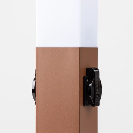 Brilagi - Spoljna lampa NOVA sa 2 SCHUKO utičnice, 1xE27/15W/230V, 40 cm, IP44, braon