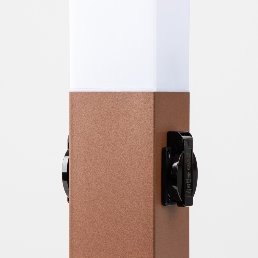 Brilagi - Spoljna lampa NOVA sa 2 SCHUKO utičnice, 1xE27/15W/230V, 40 cm, IP44, braon