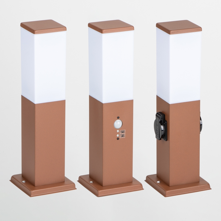 Brilagi - Spoljna lampa NOVA sa 2 SCHUKO utičnice, 1xE27/15W/230V, 40 cm, IP44, braon