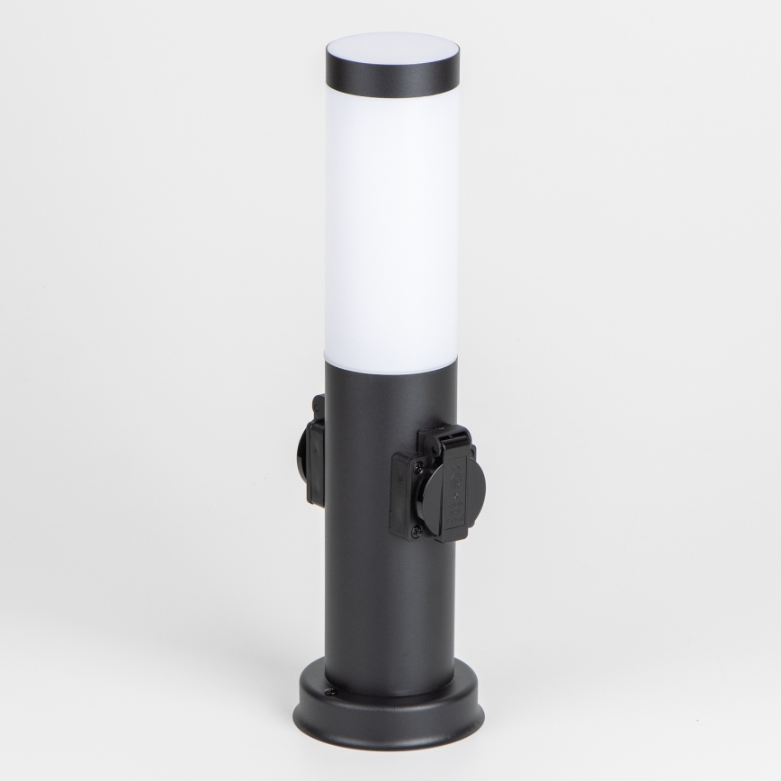 Brilagi - Spoljna lampa sa 2 SCHUKO utičnice NOVA 1xE27/15W/230V 40 cm IP44 crna