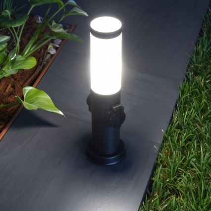 BRILAGI - Spoljna lampa sa 2 SCHUKO utičnice NOVA 1xE27/15W/230V 40 cm IP44 crna
