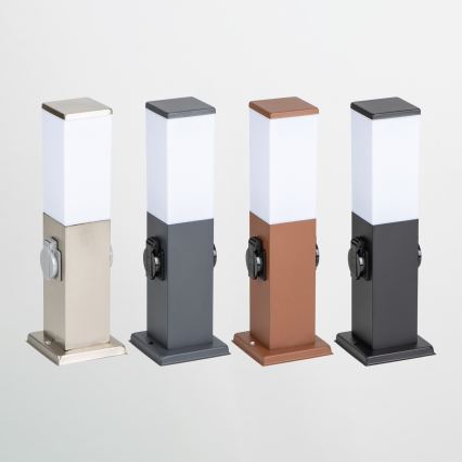 BRILAGI - Spoljašnja lampa sa 2 SCHUKO utičnice NOVA 1xE27/15W/230V 40 cm IP44 crna