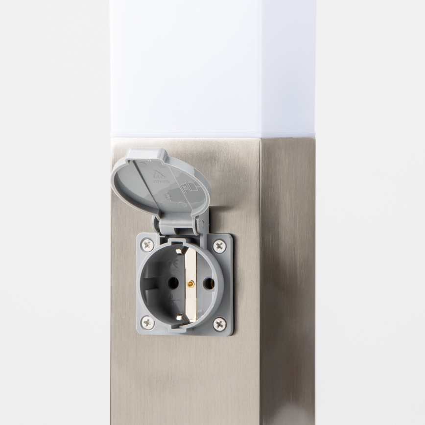 BRILAGI - Spoljašnja lampa sa 2 SCHUKO utičnice NOVA 1xE27/15W/230V 40 cm IP44 mat hrom