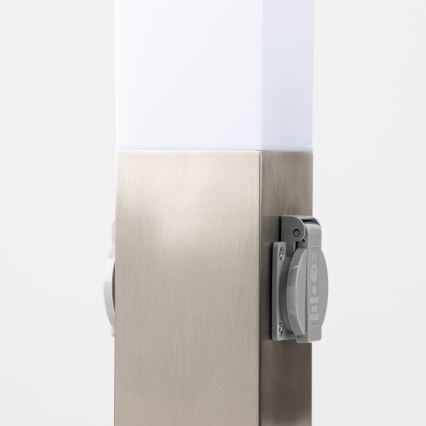 BRILAGI - Spoljašnja lampa sa 2 SCHUKO utičnice NOVA 1xE27/15W/230V 40 cm IP44 mat hrom