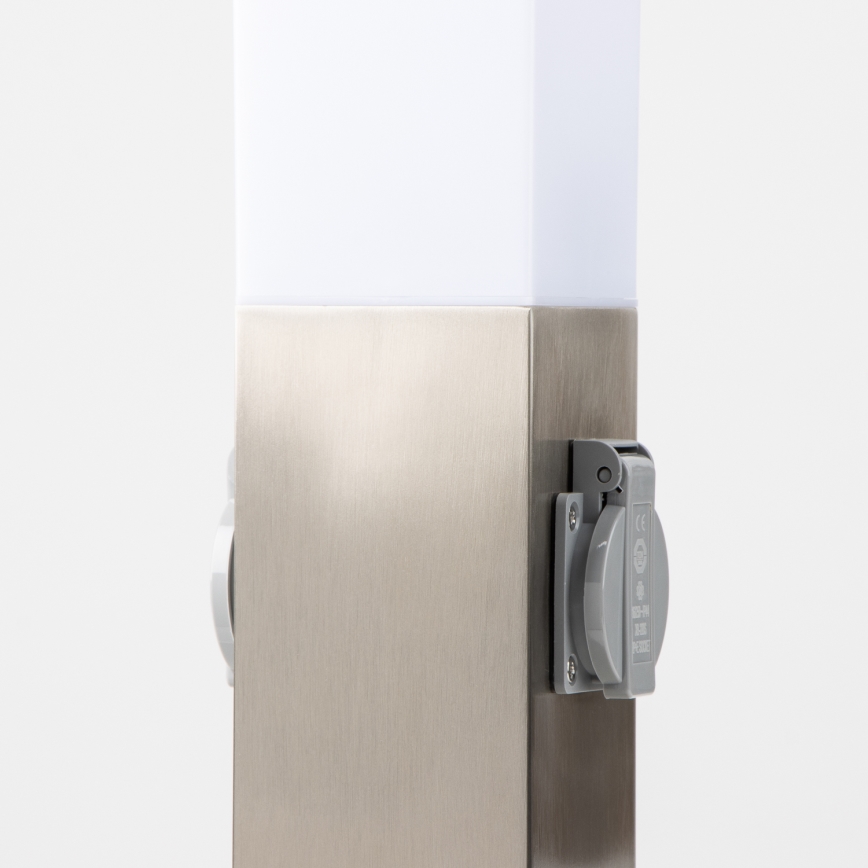 BRILAGI - Spoljašnja lampa sa 2 SCHUKO utičnice NOVA 1xE27/15W/230V 40 cm IP44 mat hrom
