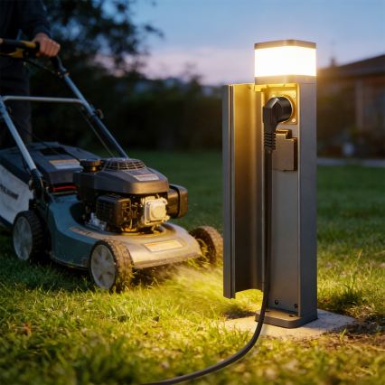 Brilagi - Spoljna svetiljka PILLAR sa 2 SCHUKO utičnicama 1xG9/11W/230V IP44 antracit