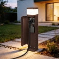 BRILAGI - Spoljašnja lampa sa 2 SCHUKO utičnice PILLAR 1xG9/11W/230V IP44 braon