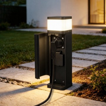 BRILAGI - Spoljašnja lampa sa 2 SCHUKO utičnice PILLAR 1xG9/11W/230V IP44 crna