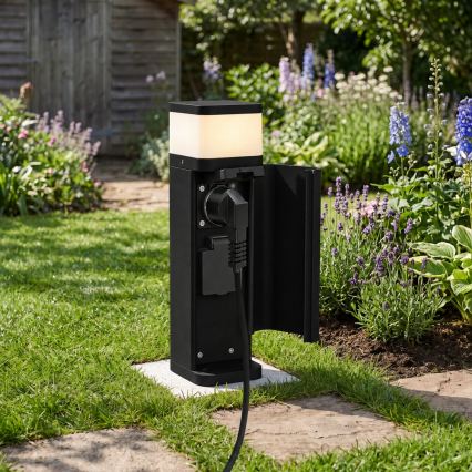 BRILAGI - Spoljašnja lampa sa 2 SCHUKO utičnice PILLAR 1xG9/11W/230V IP44 crna