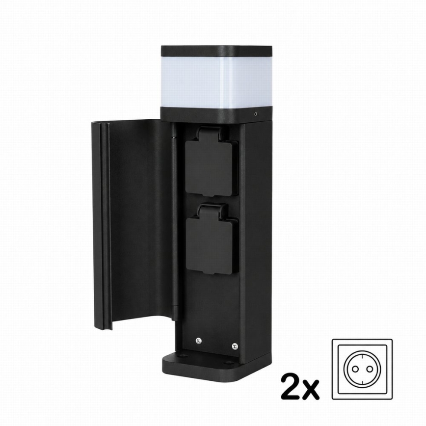 BRILAGI - Spoljašnja lampa sa 2 SCHUKO utičnice PILLAR 1xG9/11W/230V IP44 crna