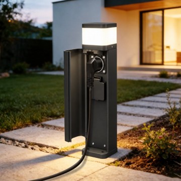 BRILAGI - Spoljašnja lampa sa 2 SCHUKO utičnice PILLAR 1xG9/11W/230V IP44 crna