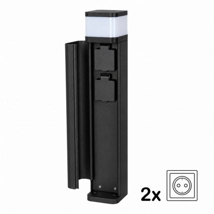 BRILAGI - Spoljašnja lampa sa 2 SCHUKO utičnice PILLAR 1xG9/11W/230V IP44 crna