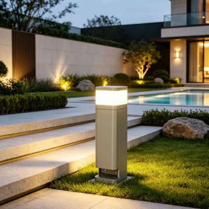 BRILAGI - Spoljašnja lampa sa 2 SCHUKO utičnice PILLAR 1xG9/11W/230V IP44 siva