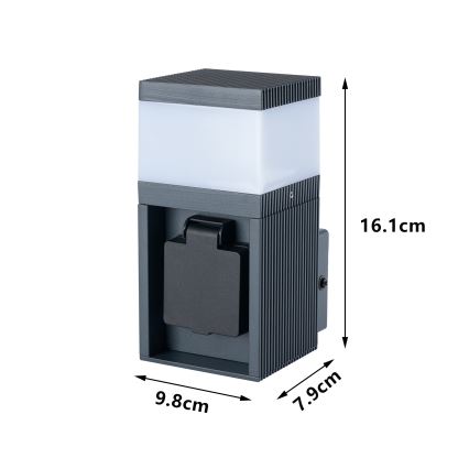 Brilagi - Spoljašnja zidna lampa sa SCHUKO utičnicom PILLAR 1xG9/11W/230V IP44 antracit