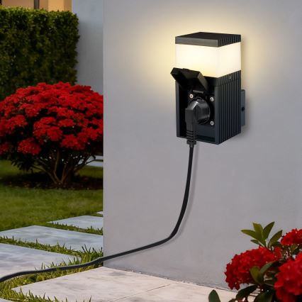 Brilagi - Spoljašnja zidna lampa sa SCHUKO utičnicom PILLAR 1xG9/11W/230V IP44 antracit