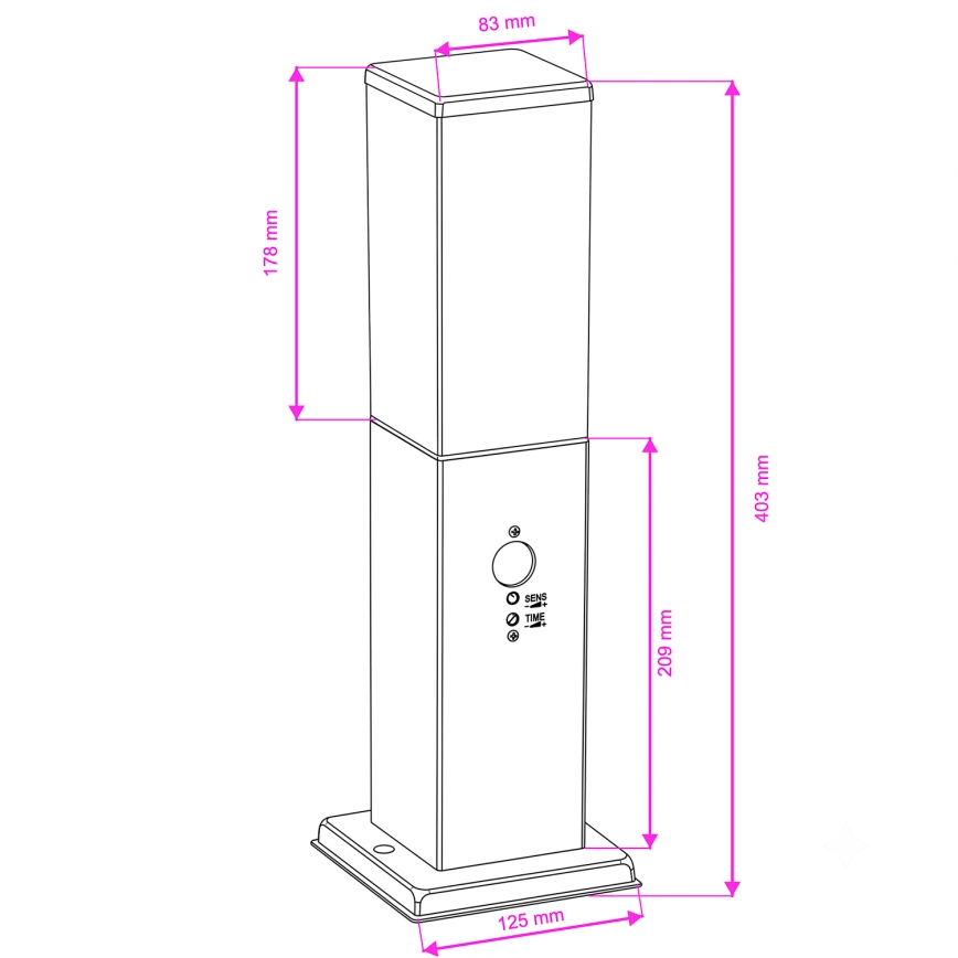 Brilagi - Spoljašnja lampa sa senzorom NOVA 1xE27/15W/230V 40 cm IP44 crna