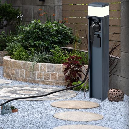 Brilagi - Spoljna lampa PILLAR sa 2 SCHUKO utičnice, 1xG9/11W/230V, IP44, antracit
