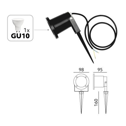 BRILAGI - Spoljašnja svetiljka TERRA 1xGU10/50W/230V IP65 crna