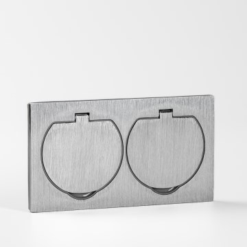 Brilagi - Spoljašnja ugradna podna dupla utičnica IP55, srebrna, pravougaona