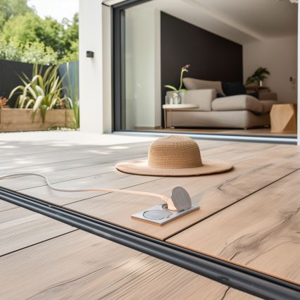 Brilagi - Spoljašnja ugradna podna dupla utičnica IP55, srebrna, pravougaona