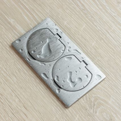 Brilagi - Spoljašnja ugradna podna dupla utičnica IP55, srebrna, pravougaona