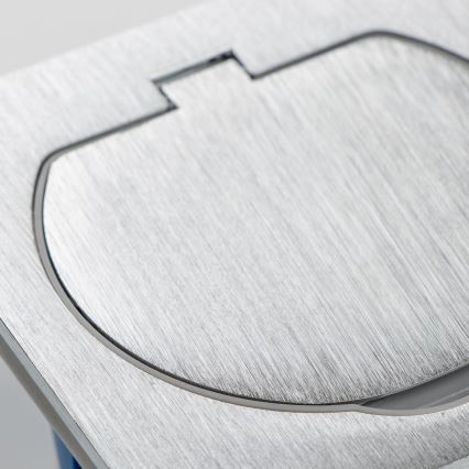 Brilagi - Spoljašnja ugradna podna dupla utičnica IP55, srebrna, pravougaona