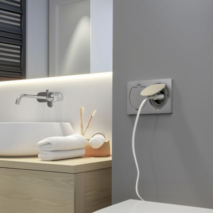 Brilagi - Spoljašnja ugradna podna dupla utičnica IP55, srebrna, pravougaona