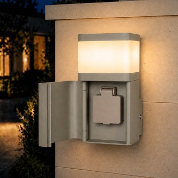 BRILAGI - Spoljašnja zidna lampa sa SCHUKO utičnicom PILLAR 1xG9/11W/230V IP44 siva