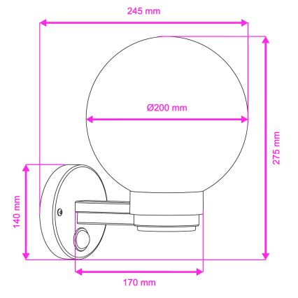 BRILAGI - Spoljna zidna svetiljka sa senzorom pokreta HARBOR 1xE27/40W/230V IP33 crna/prozirna