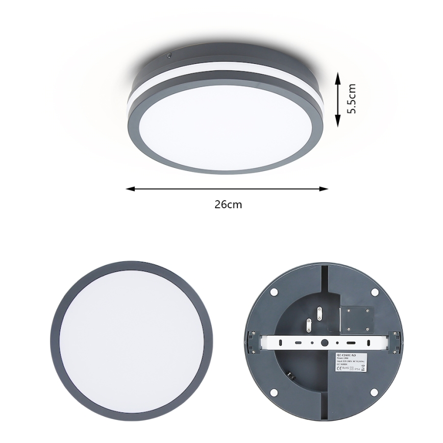 Brilagi - LED spoljno svetlo sa senzorom BENE LED/24W/230V, prečnik 26 cm, antracit, IP54