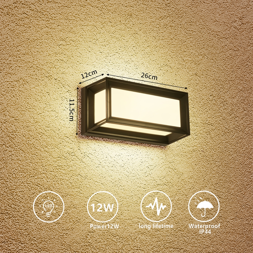 Brilagi - spoljašnje zidno LED svetlo PARKER LED/12W/230V crno IP44
