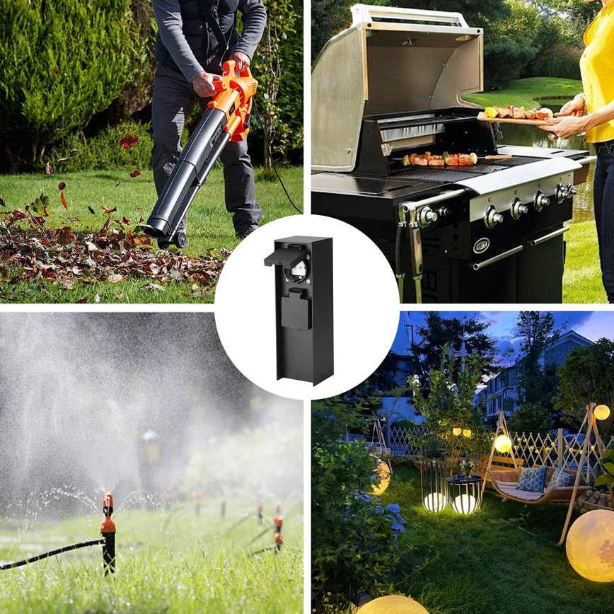 Brilagi - Spoljašnji stub sa utičnicama PILLAR 2Z SCHUKO 230V IP44 crni