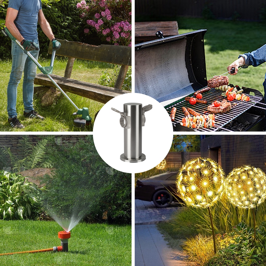 Brilagi - Spoljašnji stub sa utičnicama PILLAR 2Z SCHUKO 230V IP44 mat hrom