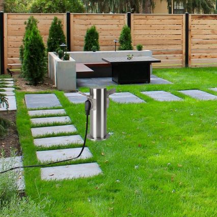 Brilagi - Spoljašnji stub sa utičnicama PILLAR 2Z SCHUKO 230V IP44 mat hrom