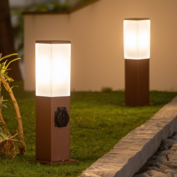 Brilagi - Spoljna lampa NOVA sa 2 SCHUKO utičnice, 1xE27/15W/230V, 40 cm, IP44, braon