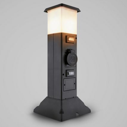 Brilagi - Spoljna lampa sa 2 SCHUKO utičnice 1xE14/15W/230V IP44 crna