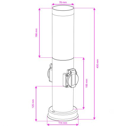 Brilagi - Spoljna lampa sa 2 SCHUKO utičnicama NOVA 1xE27/15W/230V 40 cm IP44 antracit