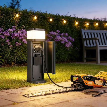 Brilagi - Spoljašnja lampa PILLAR sa dve SCHUKO utičnice, 1xG9/11W/230V, IP44, antracitna