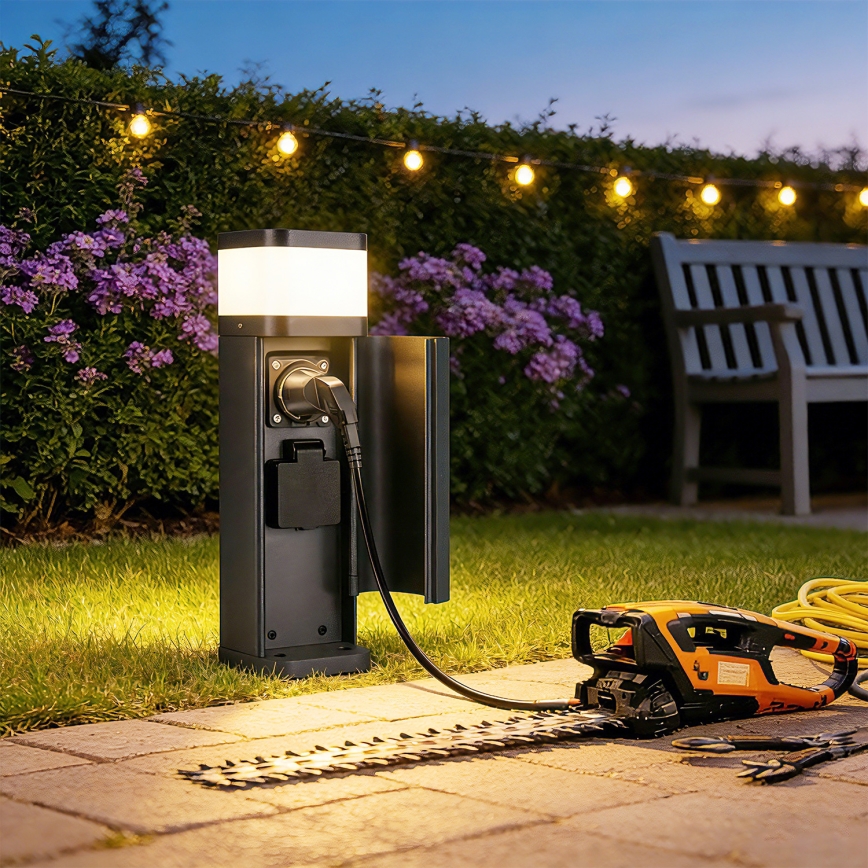 Brilagi - Spoljašnja lampa PILLAR sa dve SCHUKO utičnice, 1xG9/11W/230V, IP44, antracitna