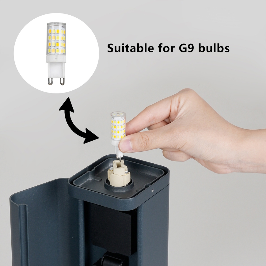 Brilagi - Spoljašnja lampa PILLAR sa dve SCHUKO utičnice, 1xG9/11W/230V, IP44, antracitna