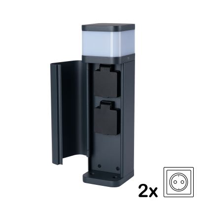 Brilagi - Spoljašnja lampa PILLAR sa dve SCHUKO utičnice, 1xG9/11W/230V, IP44, antracitna
