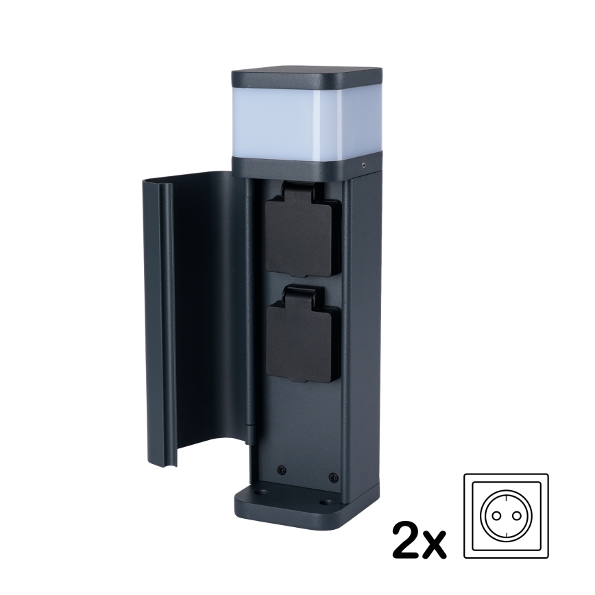 Brilagi - Spoljašnja lampa PILLAR sa dve SCHUKO utičnice, 1xG9/11W/230V, IP44, antracitna