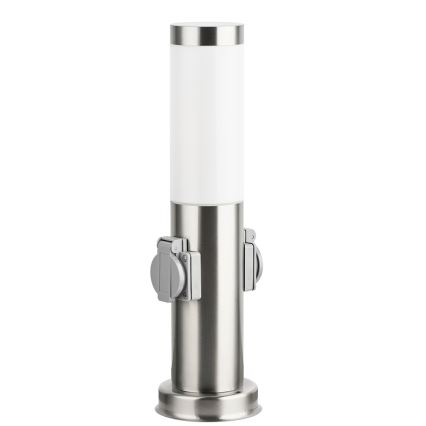Brilagi - Spoljašnja lampa sa 2 SCHUKO utičnice NOVA 1xE27/15W/230V 40 cm IP44 matni hrom