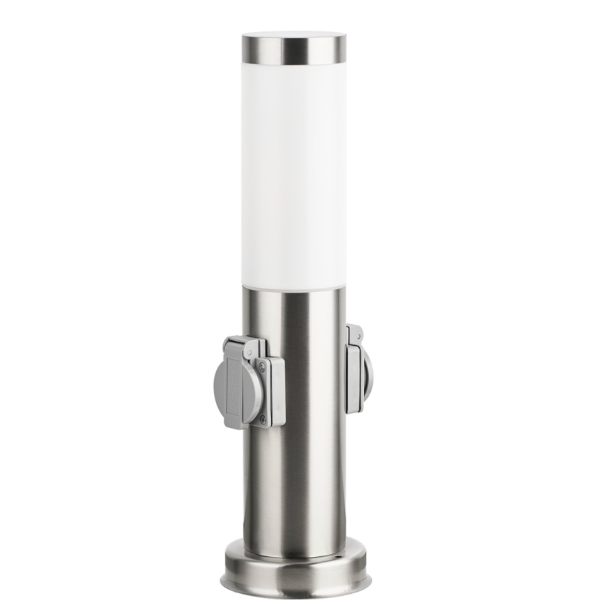 Brilagi - Spoljašnja lampa sa 2 SCHUKO utičnice NOVA 1xE27/15W/230V 40 cm IP44 matni hrom