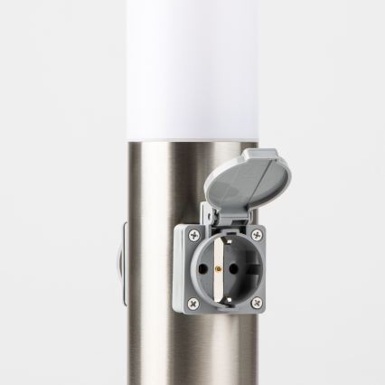BRILAGI - Spoljašnja lampa sa 2 SCHUKO utičnice NOVA 1xE27/15W/230V 40 cm IP44 matni hrom