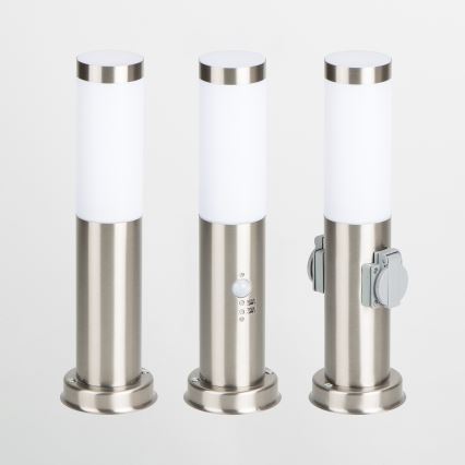 BRILAGI - Spoljašnja lampa sa 2 SCHUKO utičnice NOVA 1xE27/15W/230V 40 cm IP44 matni hrom