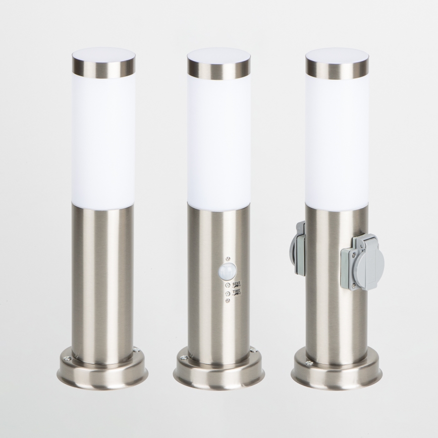BRILAGI - Spoljašnja lampa sa 2 SCHUKO utičnice NOVA 1xE27/15W/230V 40 cm IP44 matni hrom